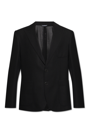 ジャケット DOLCE & GABBANA BLACK WOOL BLAZER Double-breasted wool Dolce jacket with padded sides in Black